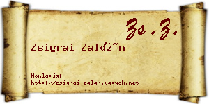 Zsigrai Zalán névjegykártya